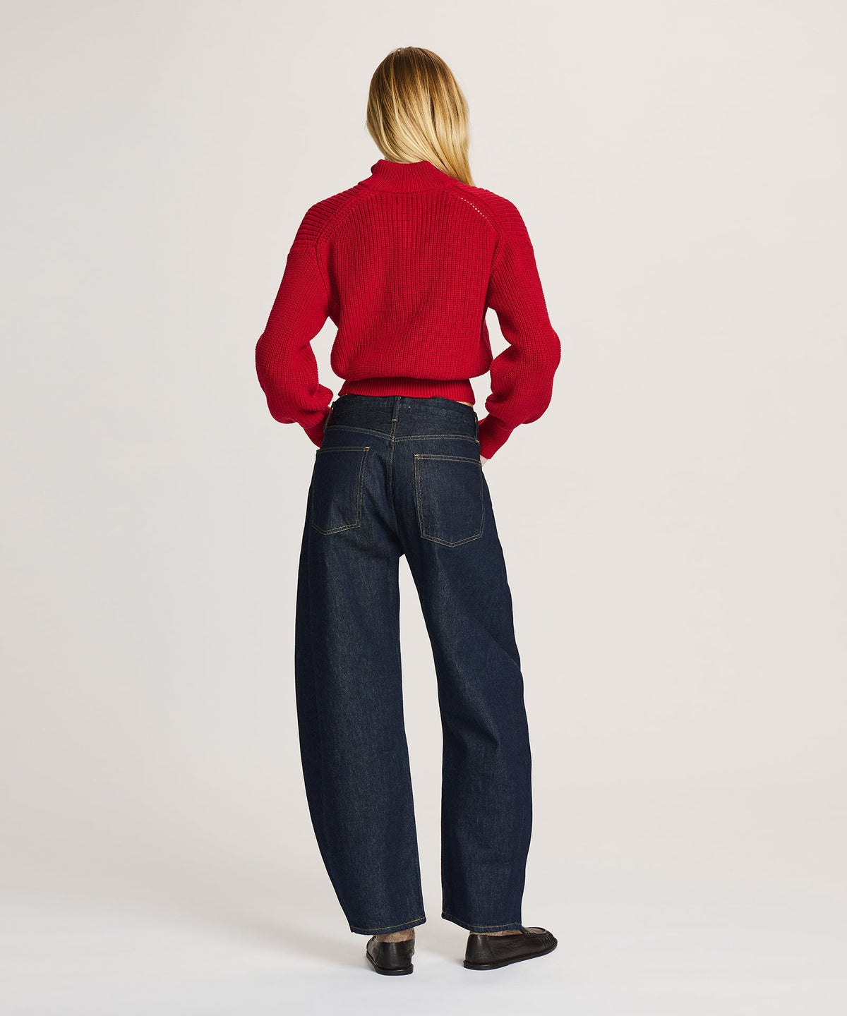 Cotton Fisherman Cinched Waist Zip Up Sweater