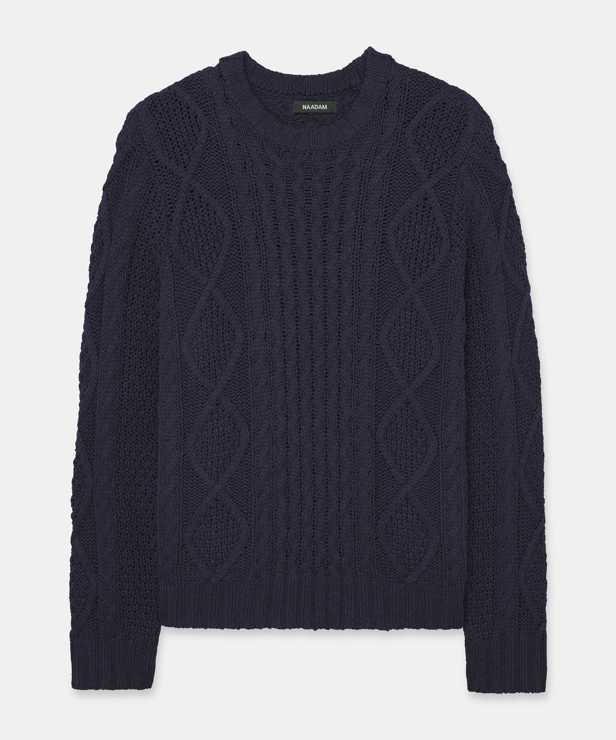 Textured Cotton Cable Crewneck