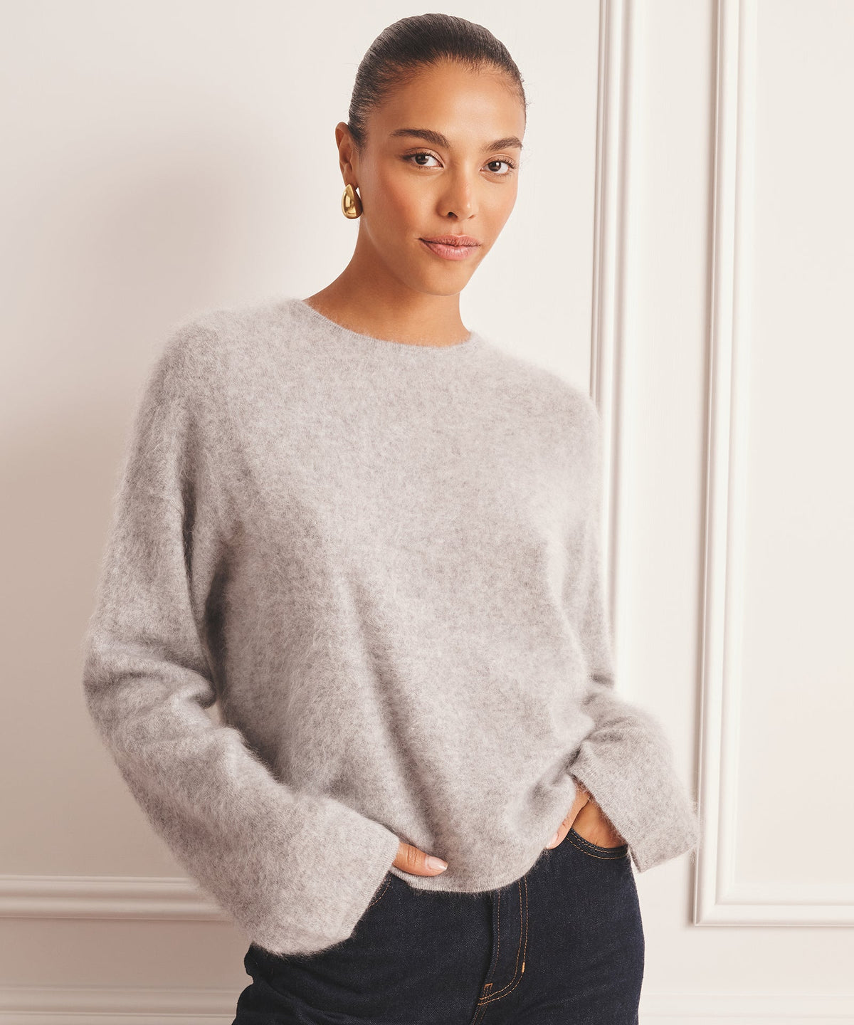 Brushed Luxe Cashmere Crewneck Sweater