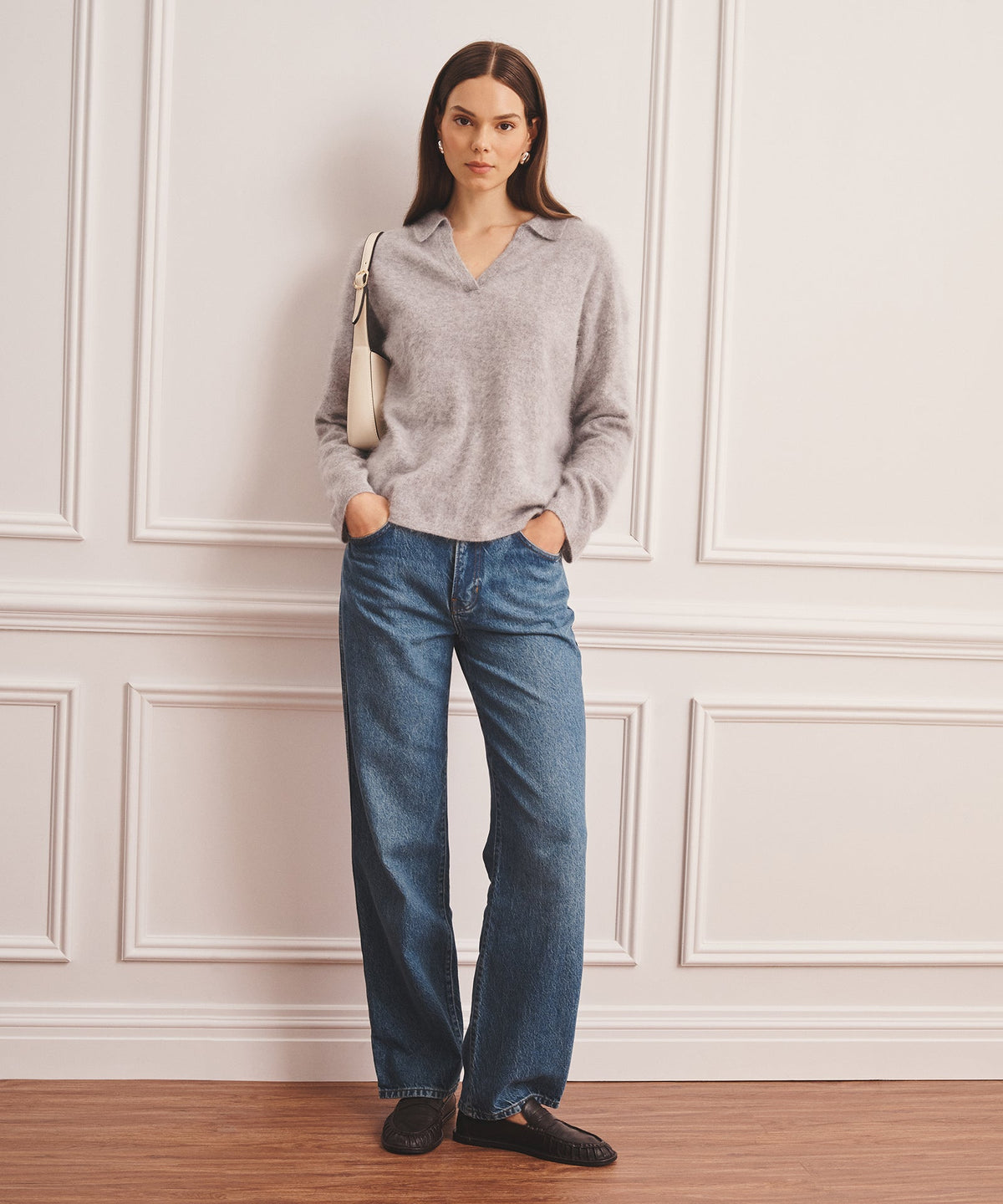 Brushed Luxe Cashmere Polo Sweater