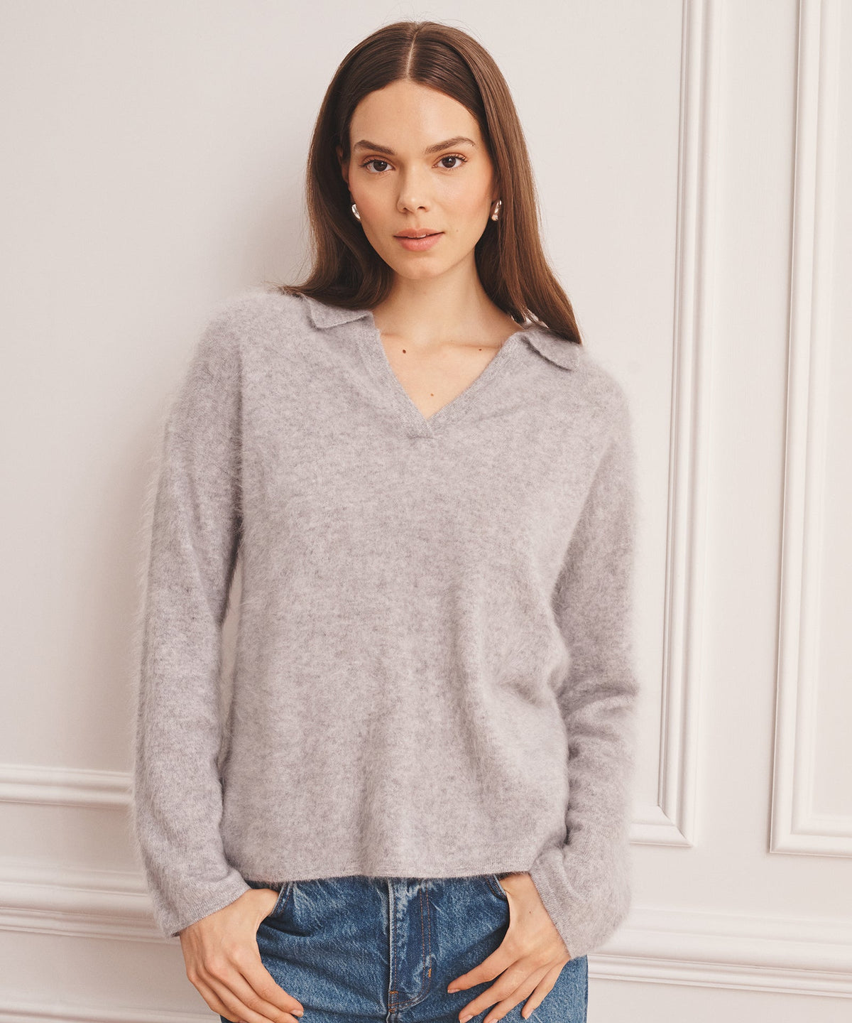Brushed Luxe Cashmere Polo Sweater