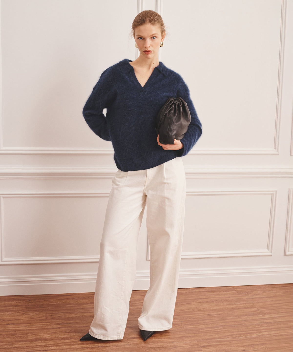 Brushed Luxe Cashmere Polo Sweater