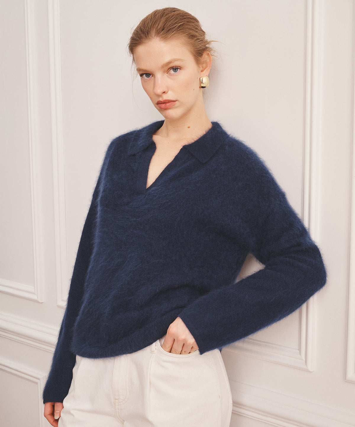 Brushed Luxe Cashmere Polo Sweater