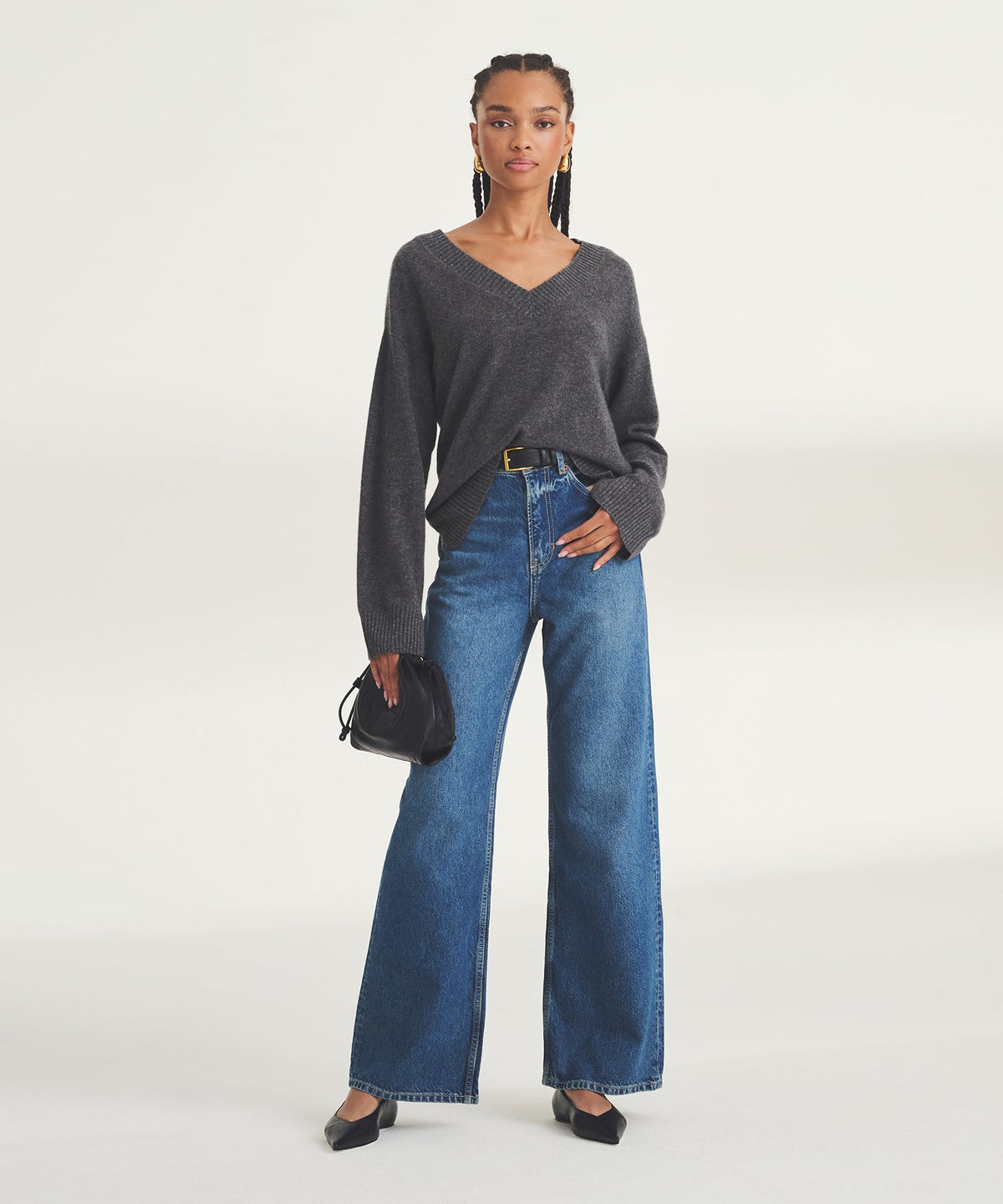 Signature Cashmere Wide Sleeve V-Neck Sweater