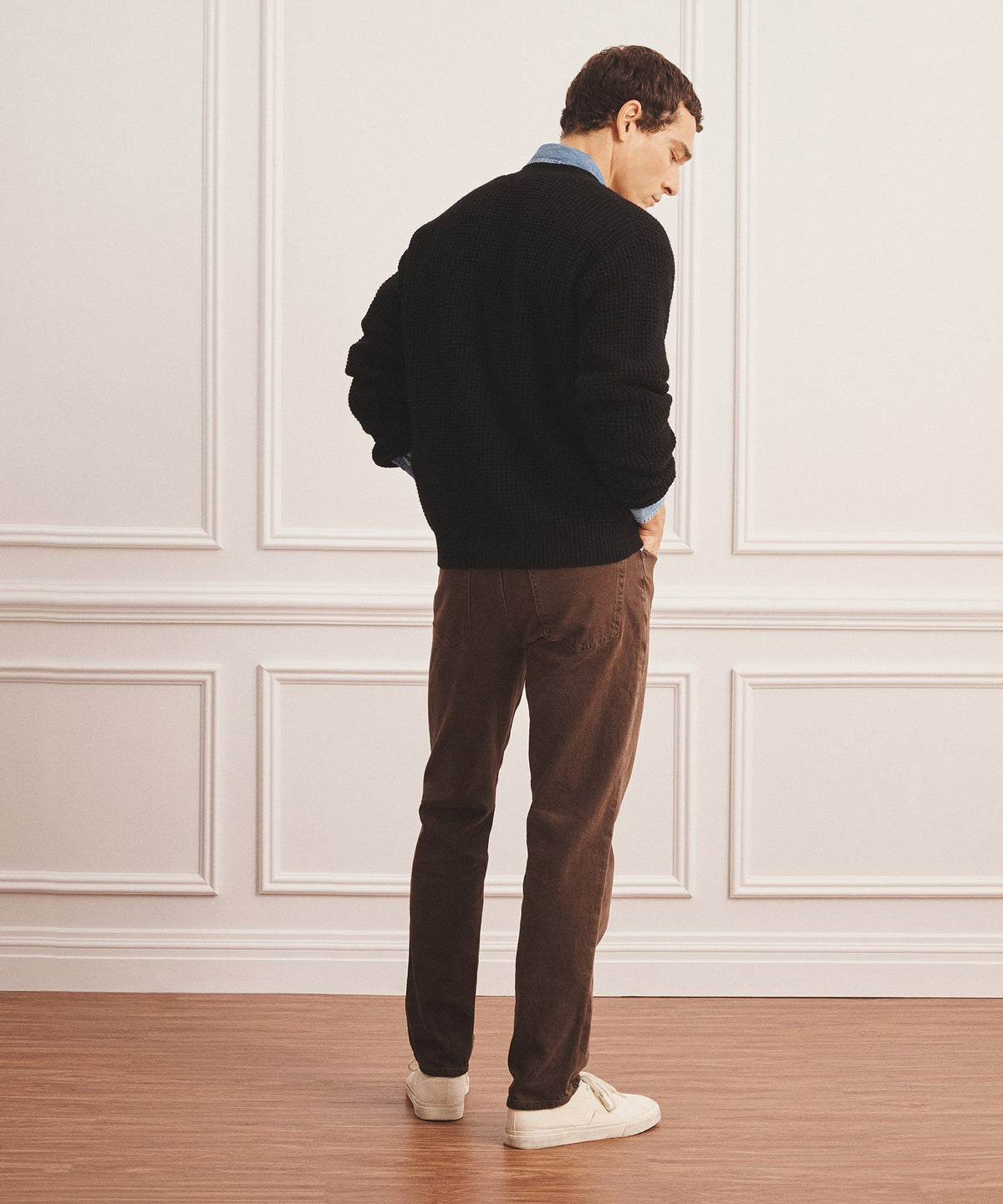Cashmino Waffle V-Neck Cardigan