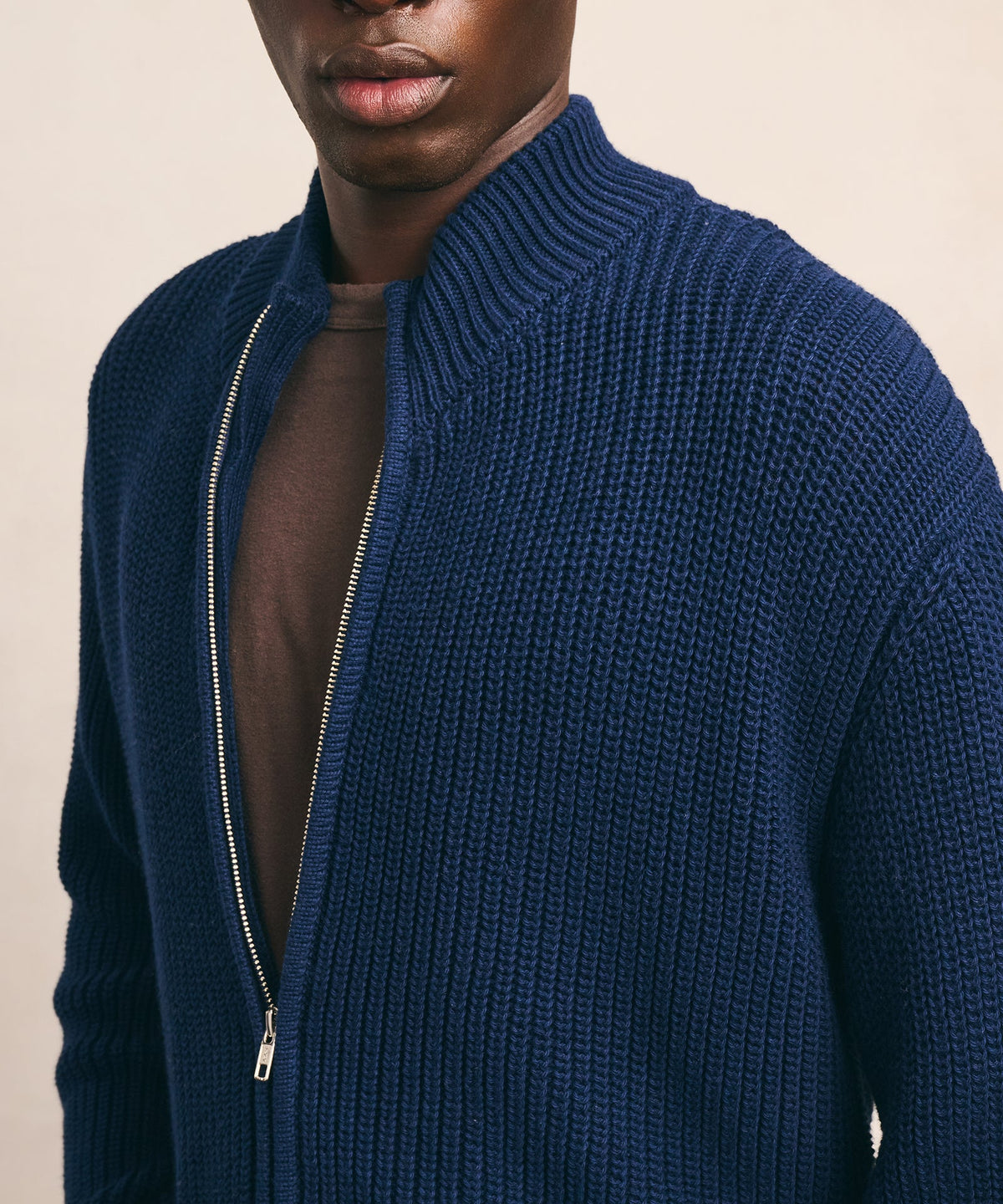 Cotton Fisherman Full Zip Sweater