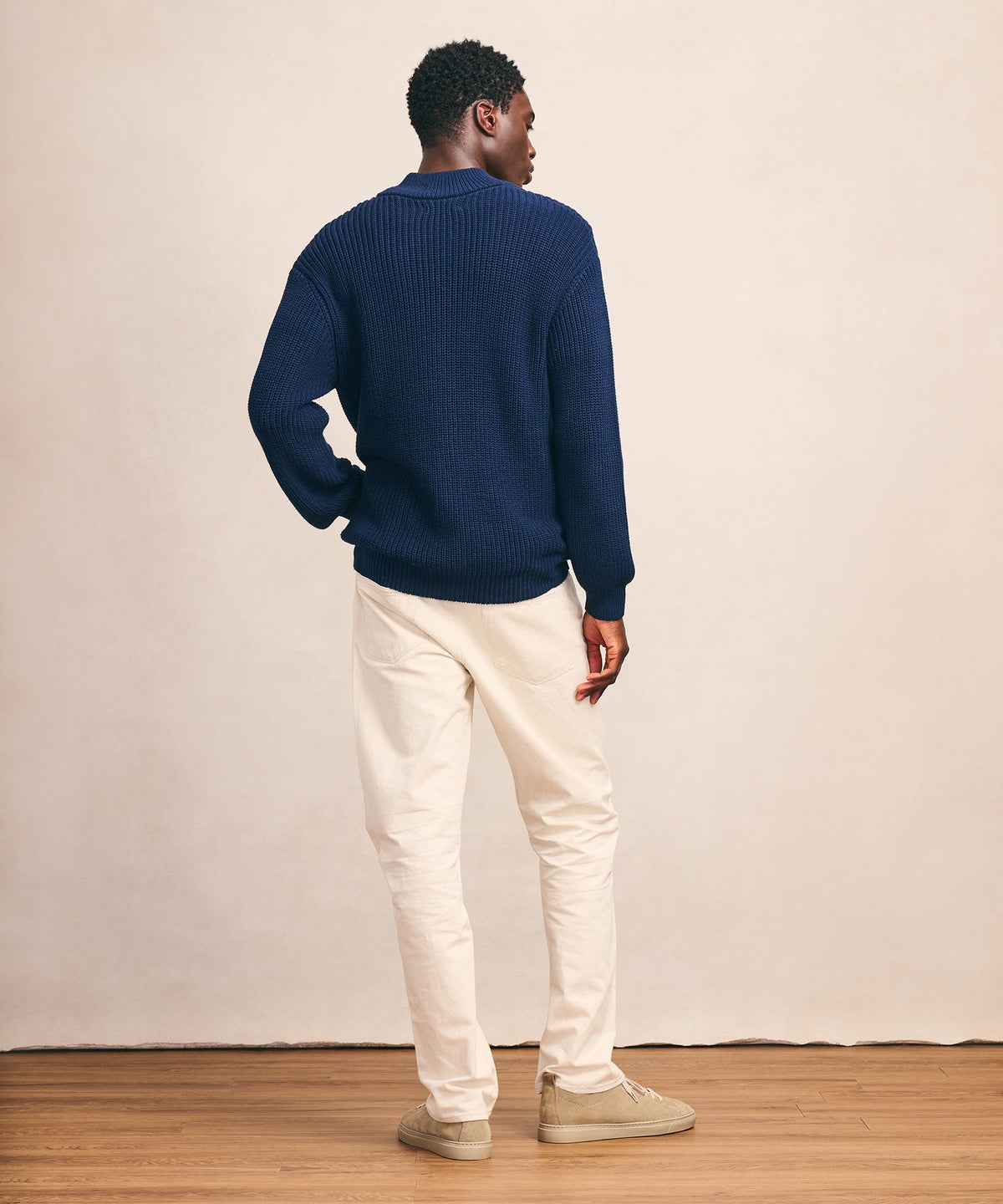 Cotton Fisherman Full Zip Sweater