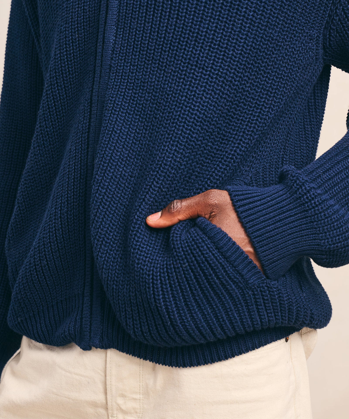 Cotton Fisherman Full Zip Sweater