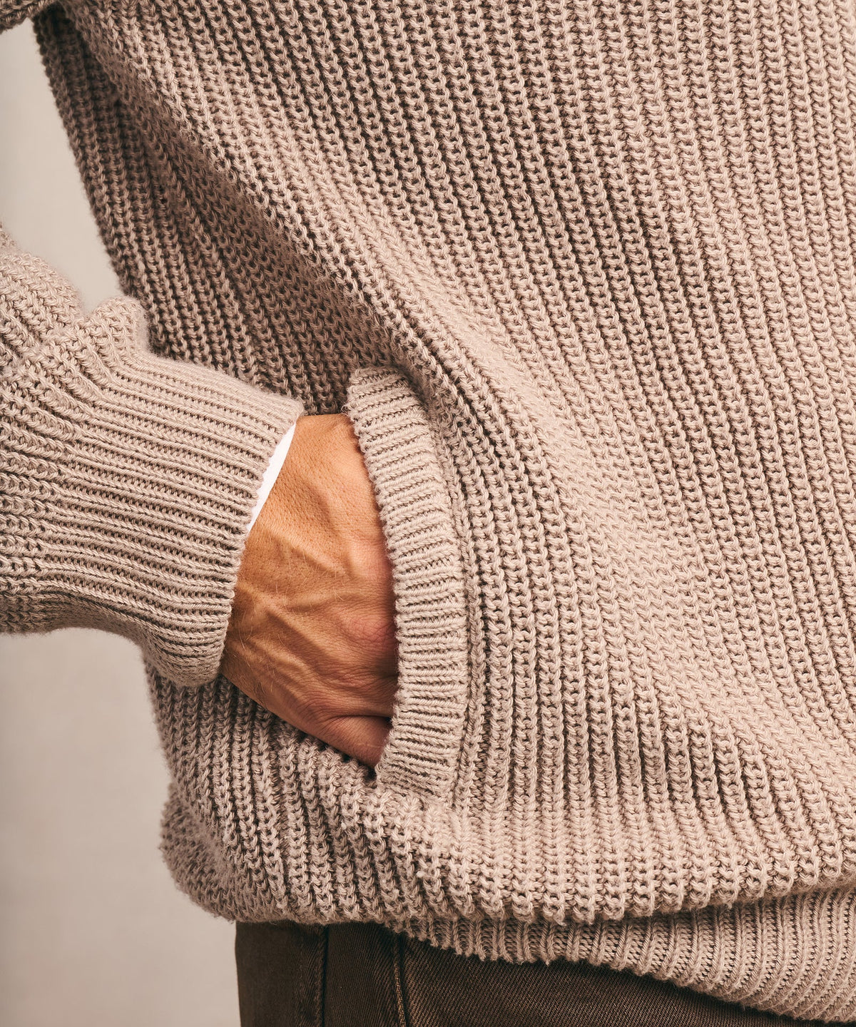 Cotton Fisherman Full Zip Sweater