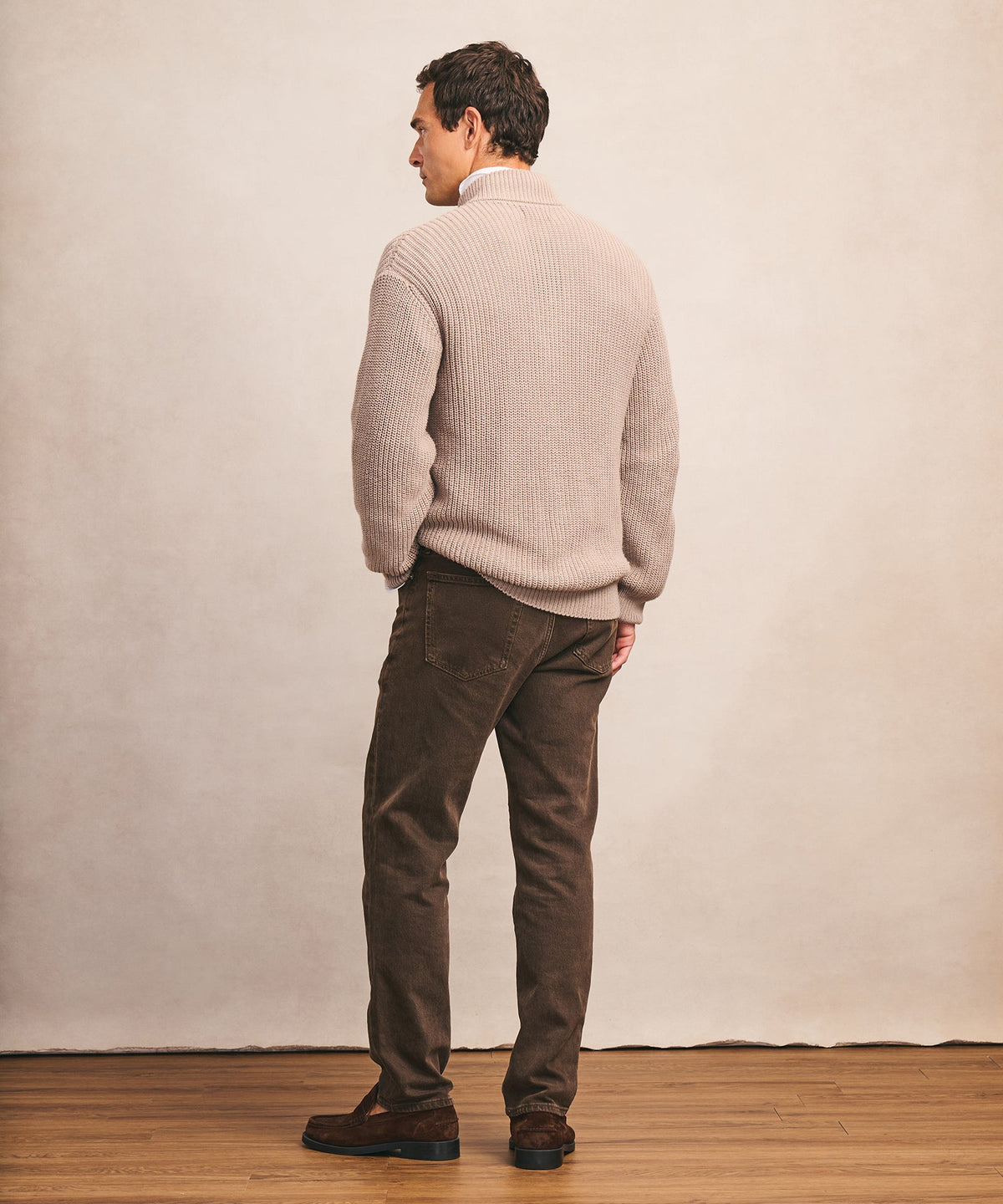 Cotton Fisherman Full Zip Sweater
