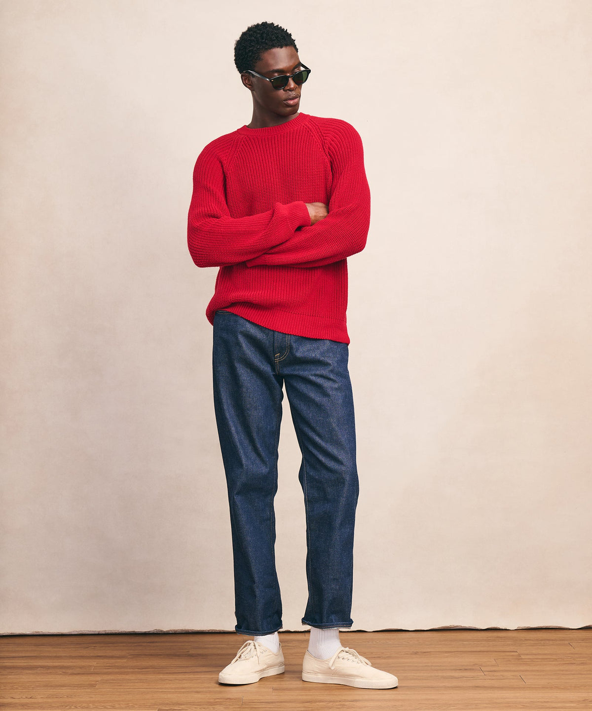 Cotton Fisherman Raglan Crewneck Sweater