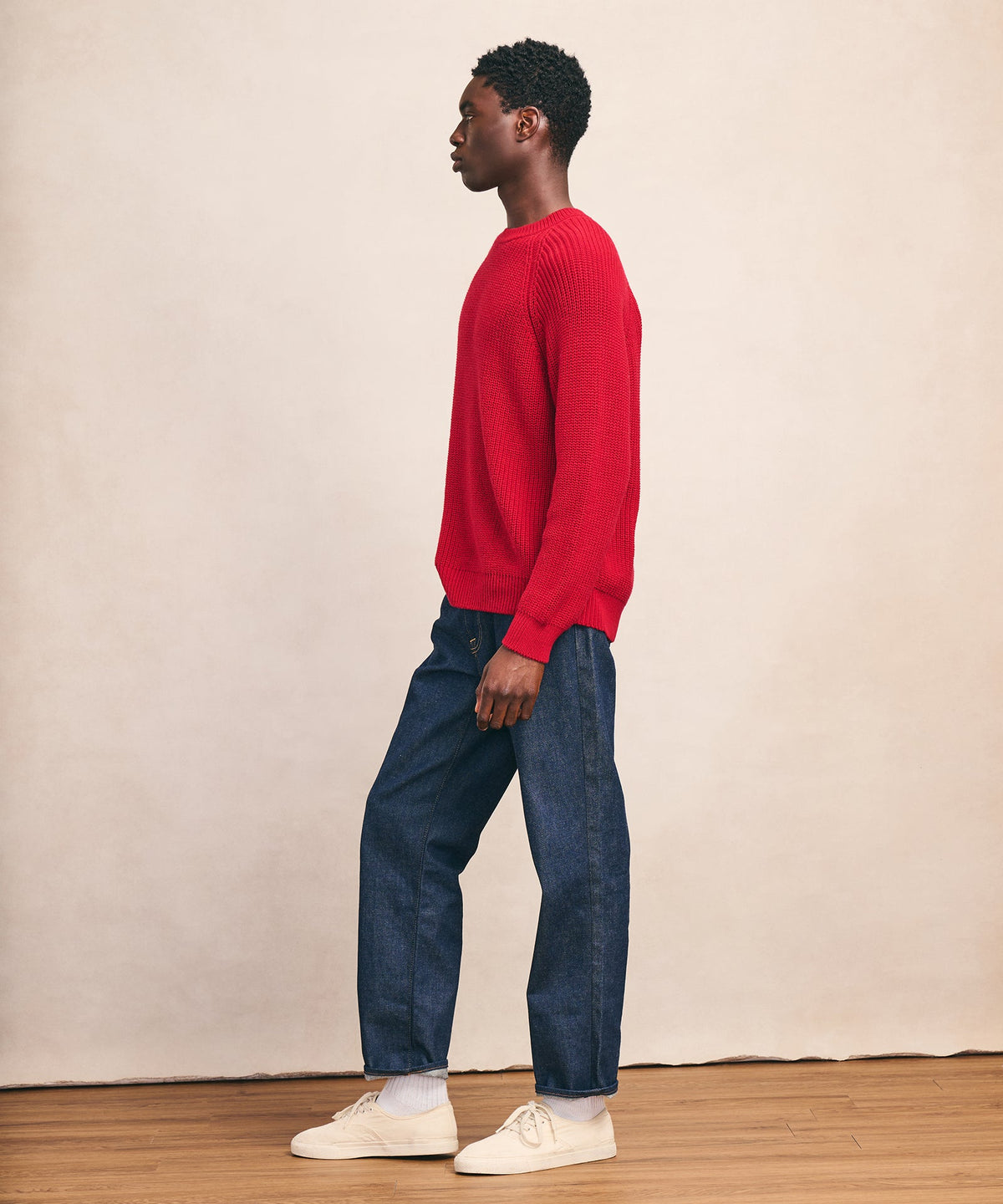 Cotton Fisherman Raglan Crewneck Sweater