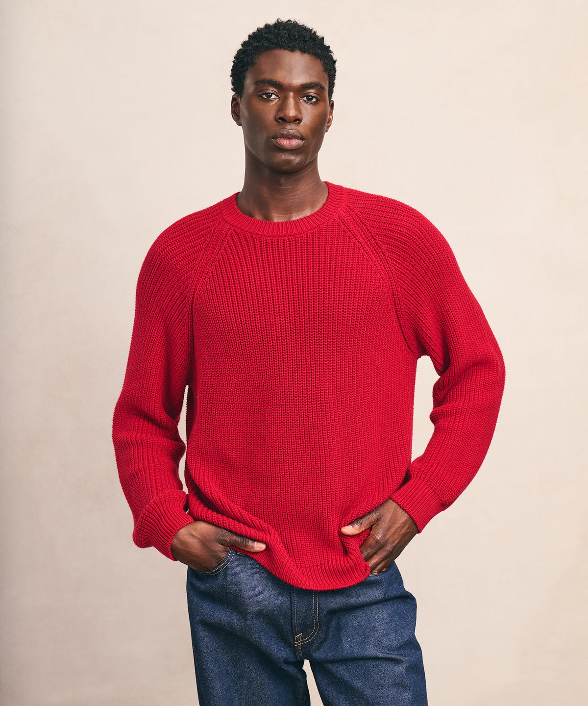Cotton Fisherman Raglan Crewneck Sweater