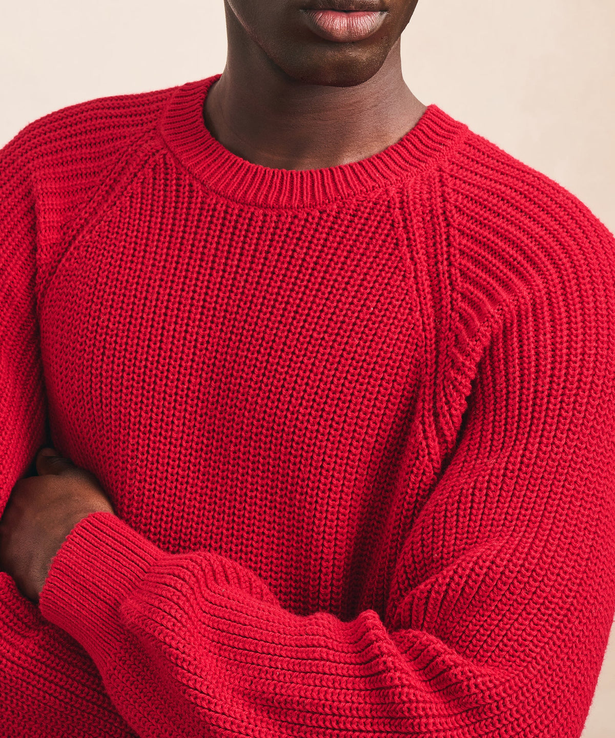 Cotton Fisherman Raglan Crewneck Sweater