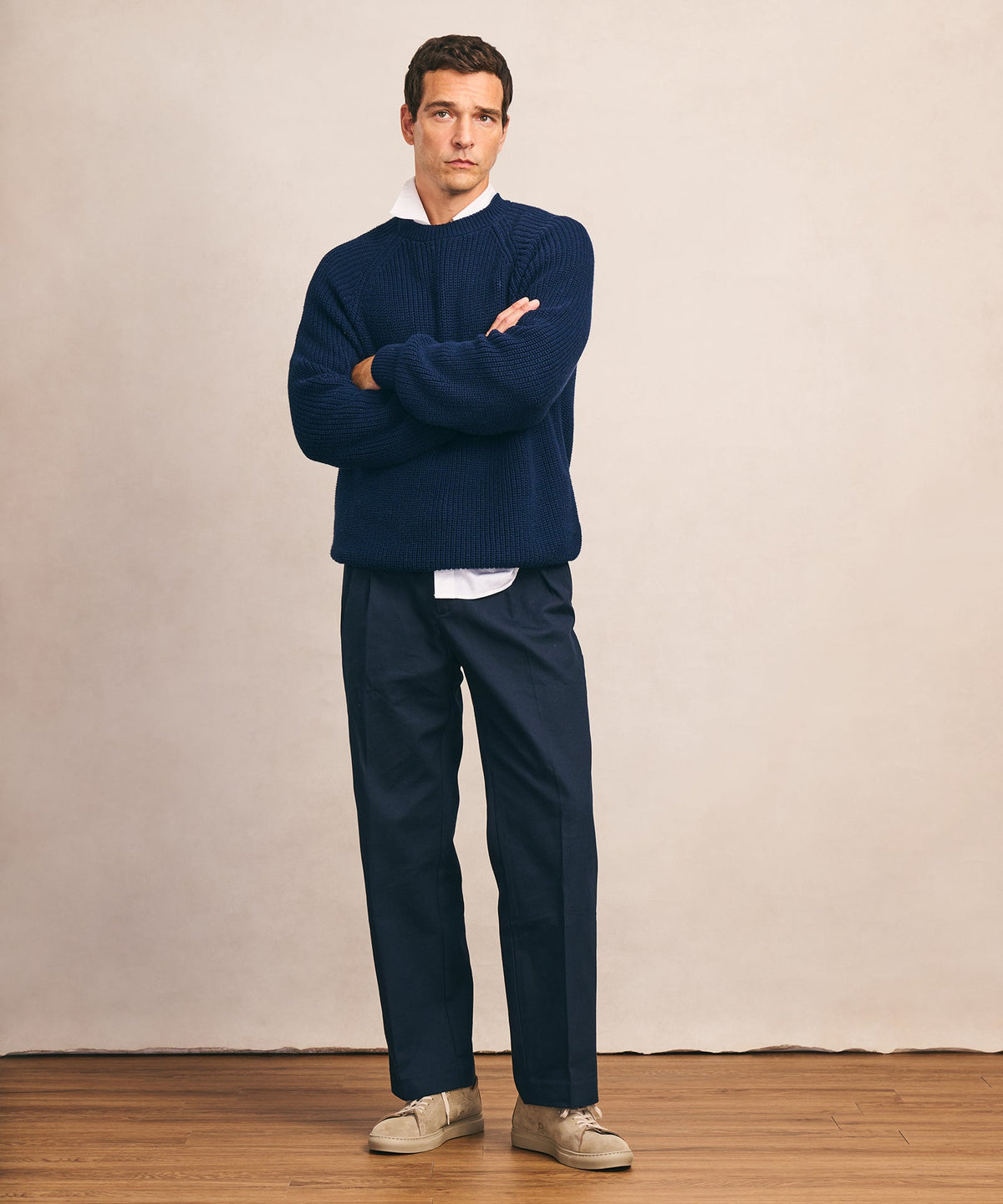 Cotton Fisherman Raglan Crewneck Sweater