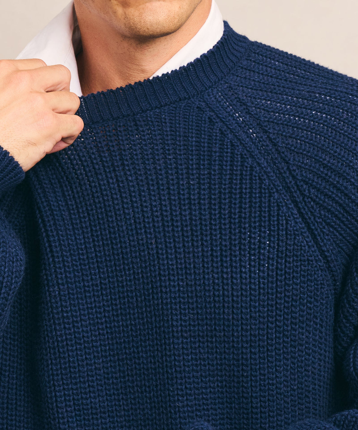 Cotton Fisherman Raglan Crewneck Sweater