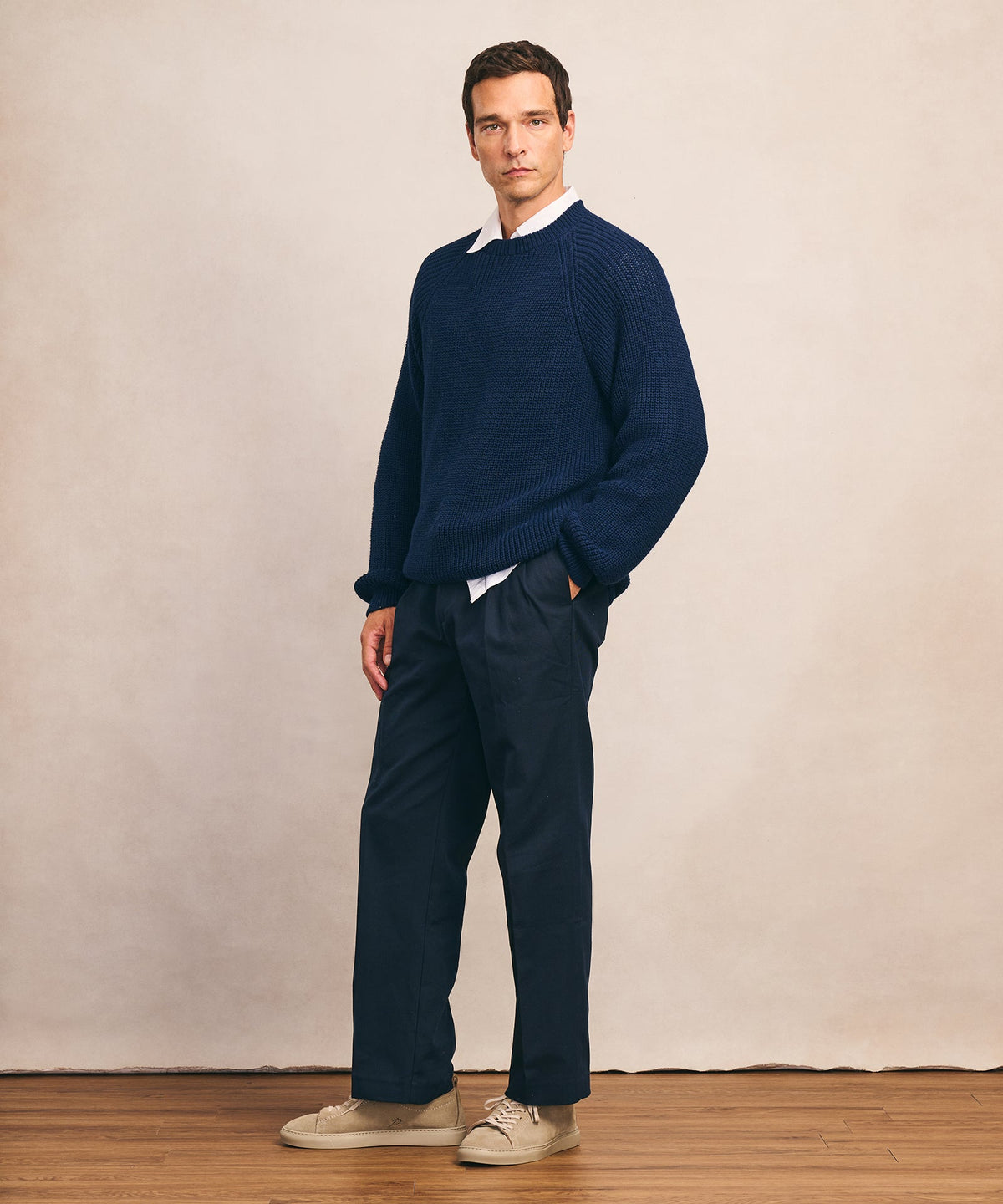 Cotton Fisherman Raglan Crewneck Sweater