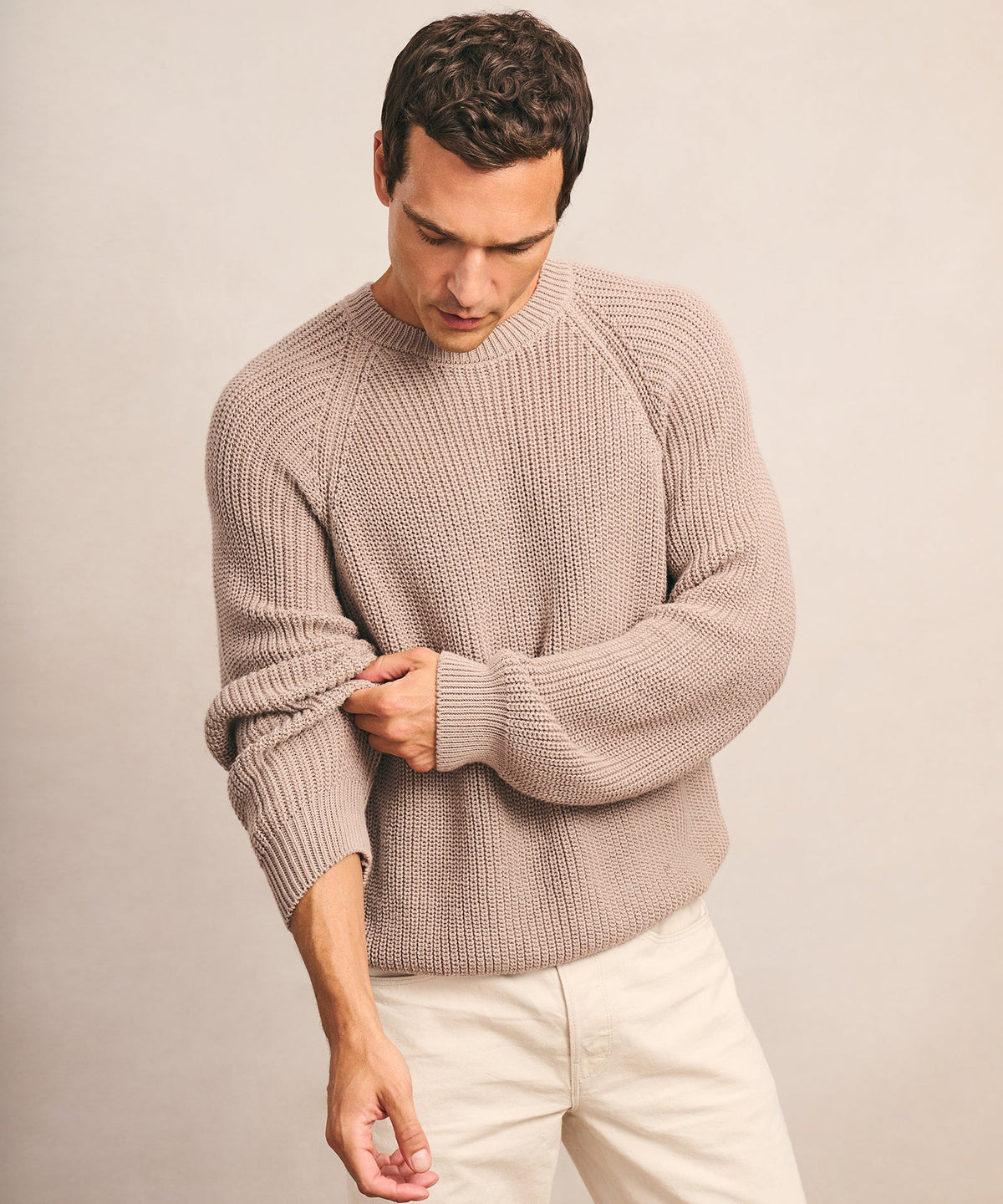 Cotton Fisherman Raglan Crewneck Sweater