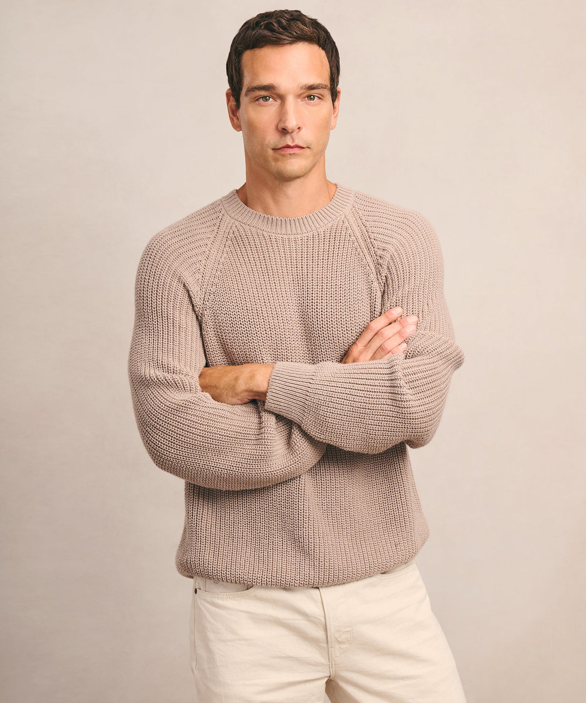 Cotton Fisherman Raglan Crewneck Sweater