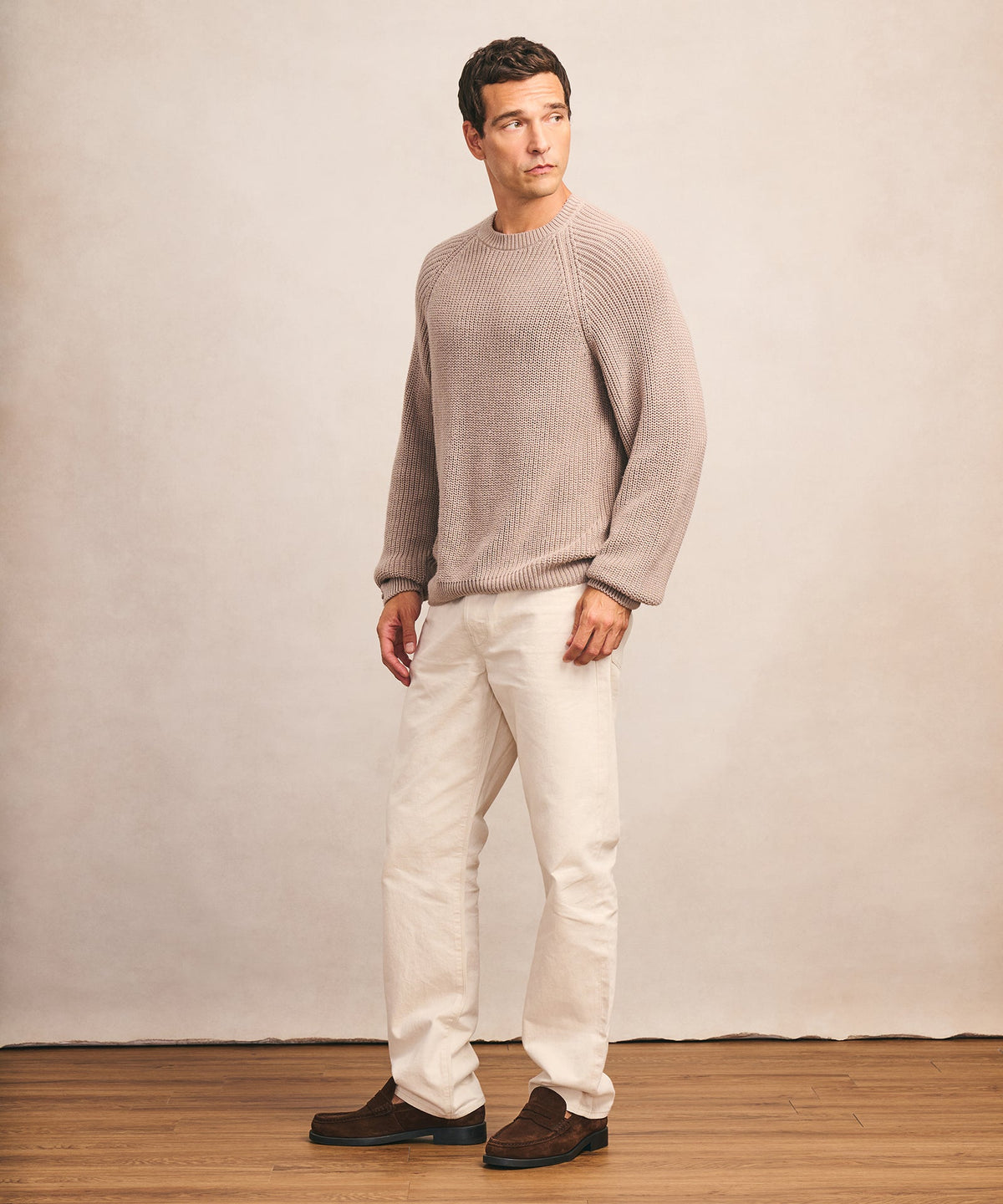 Cotton Fisherman Raglan Crewneck Sweater