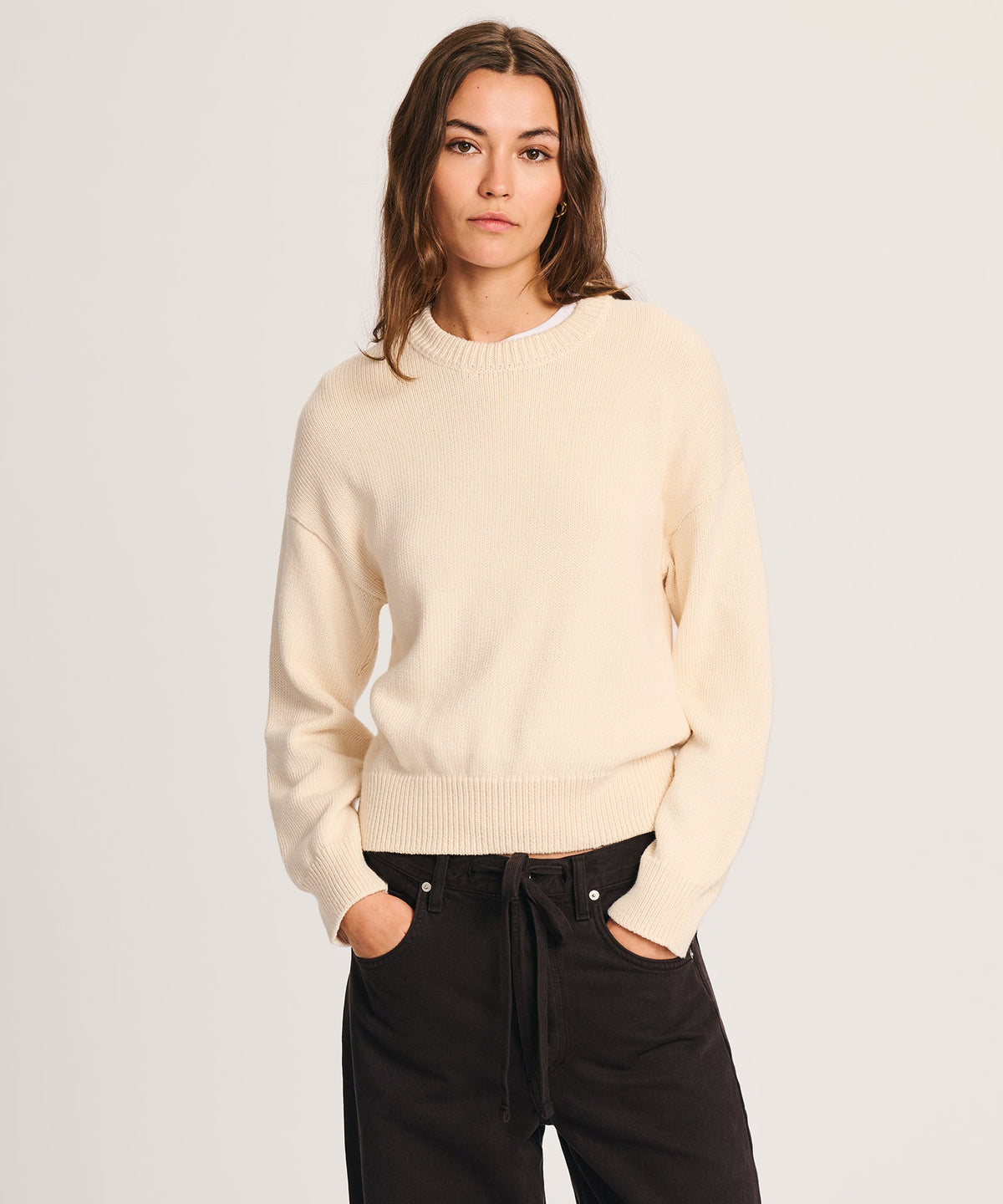 Cotton Relaxed Crewneck Sweater