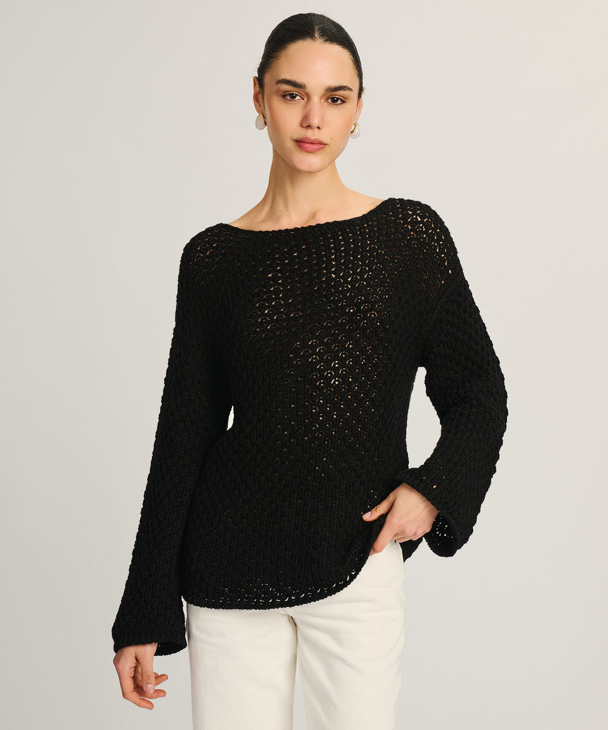 Cotton Open Stitch Boatneck Tunic