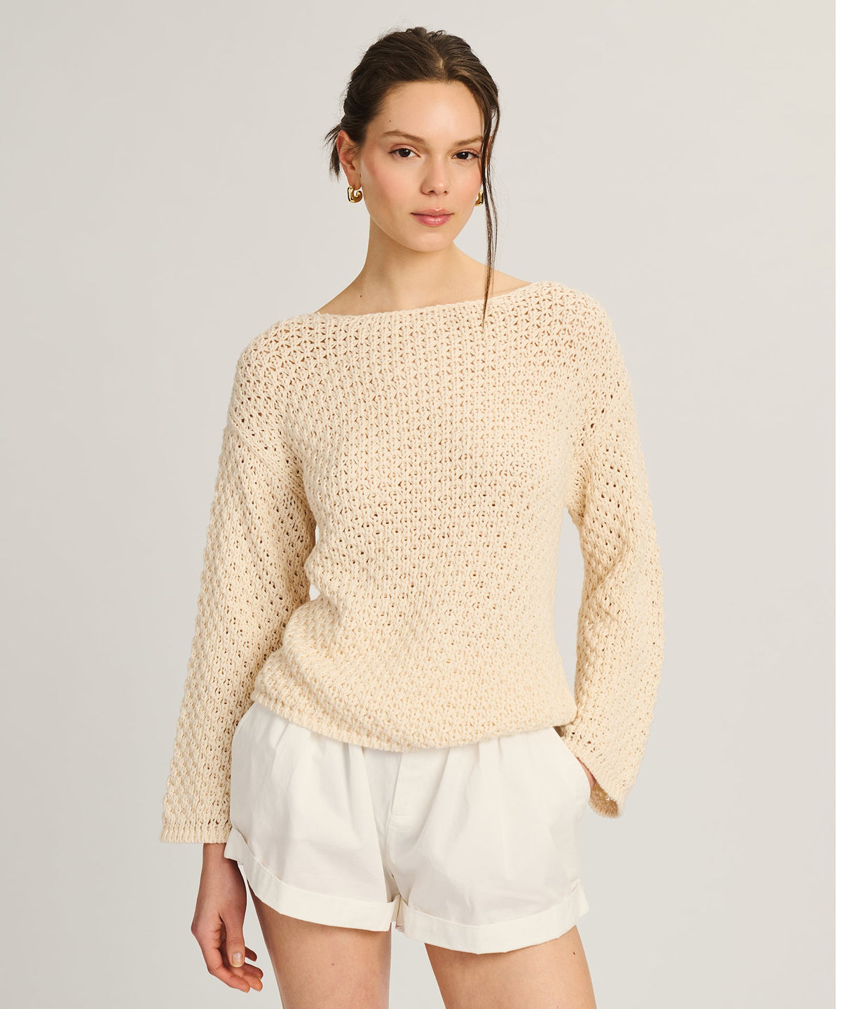 Cotton Open Stitch Boatneck Tunic