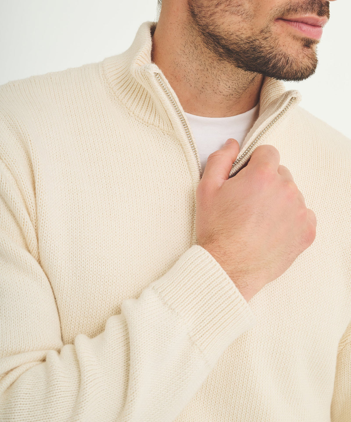 Cotton Relaxed Quarter Zip Sweater