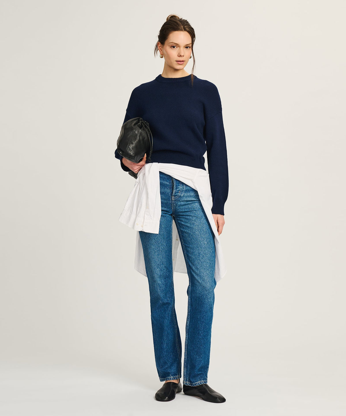 Cotton Relaxed Crewneck Sweater