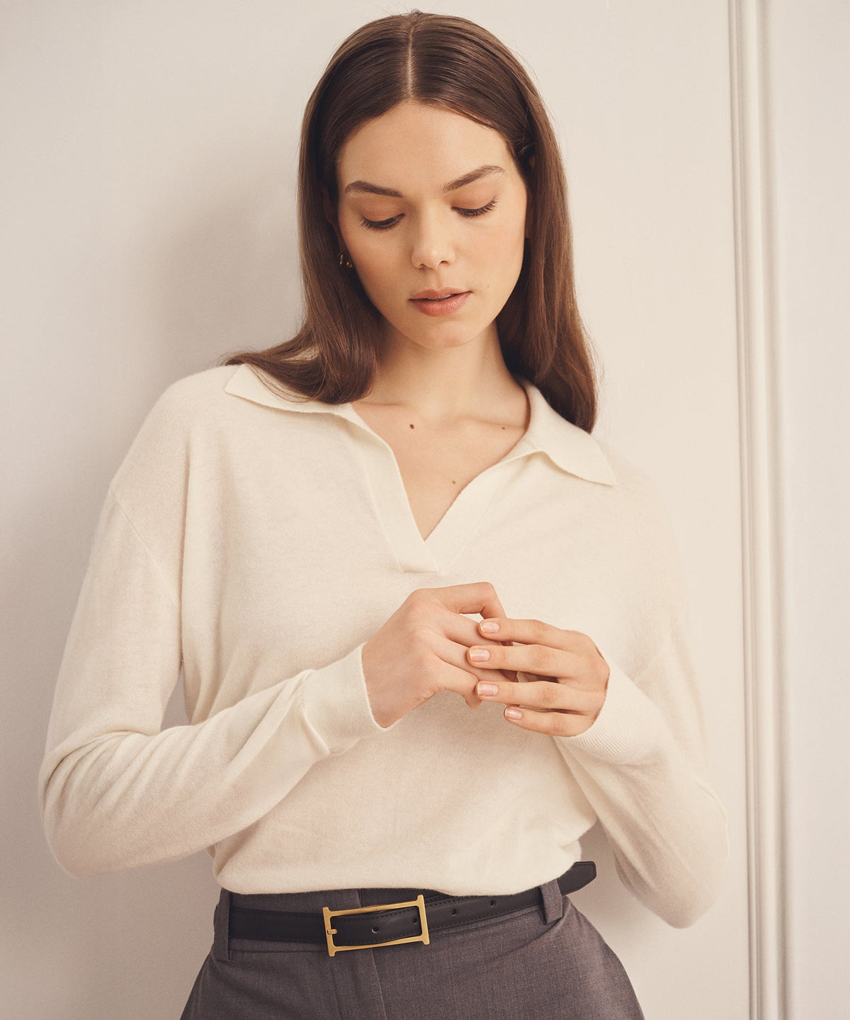 Super Fine Cashmere Long Sleeve Polo