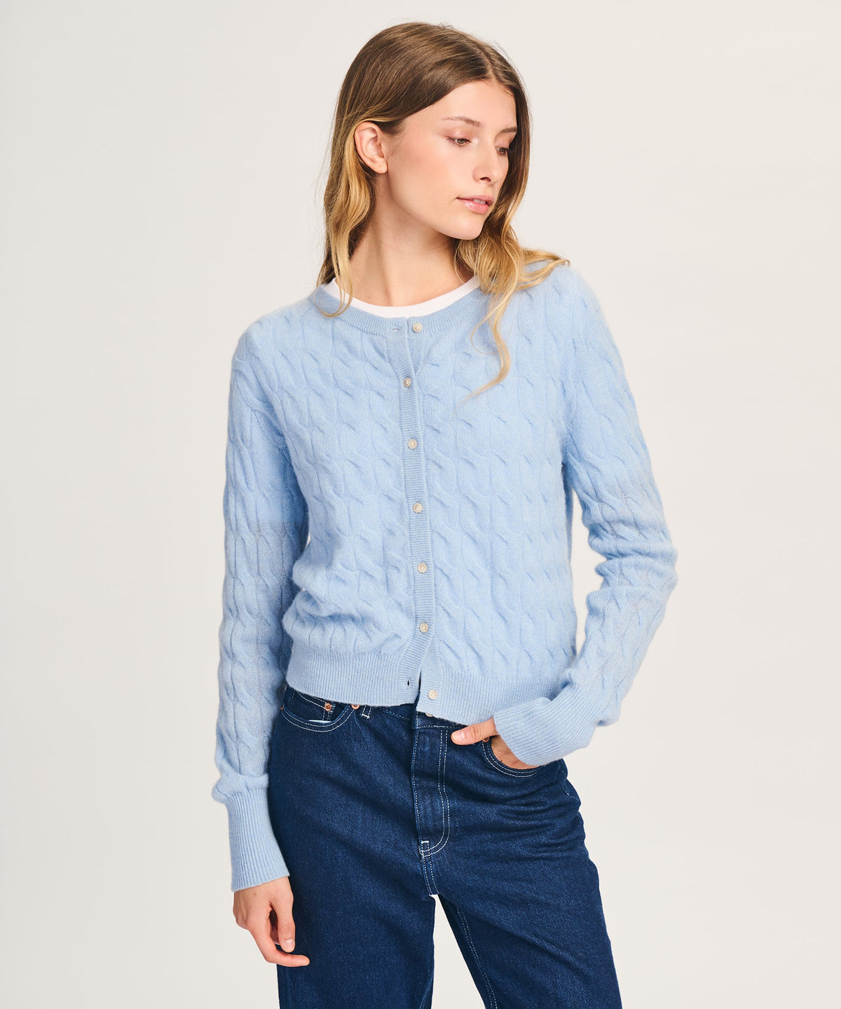 Lightweight Cashmere Cable Cardigan