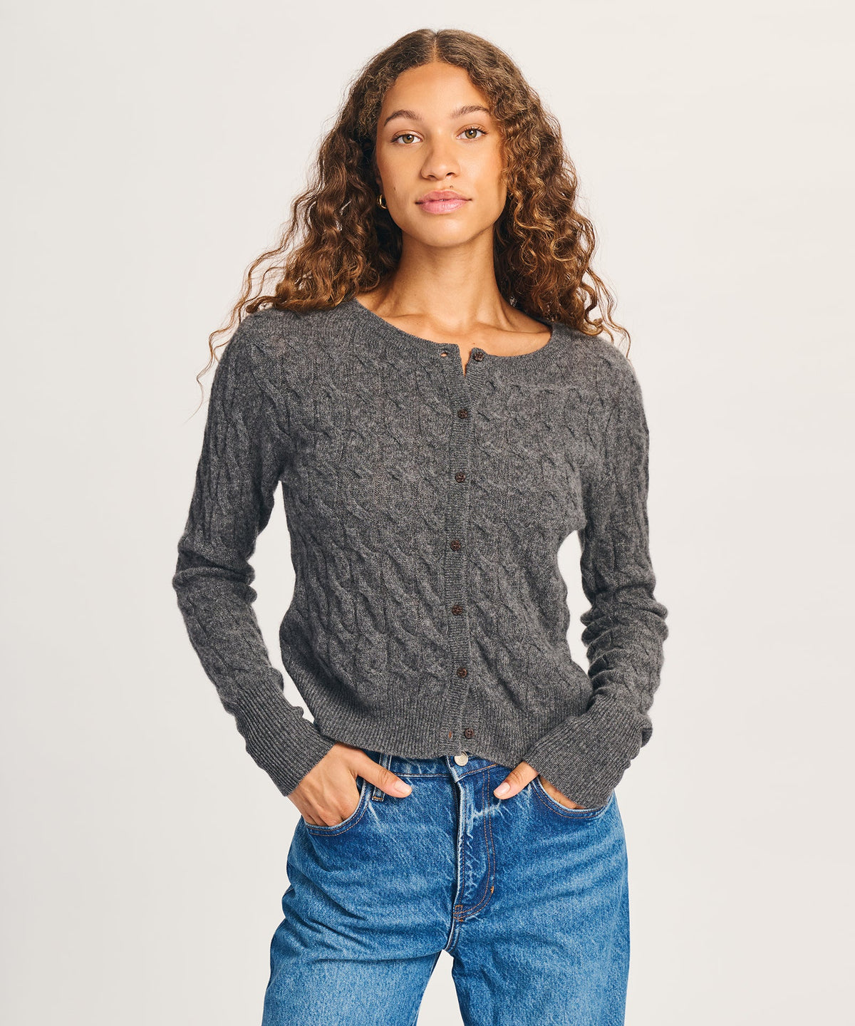 Lightweight Cashmere Cable Cardigan