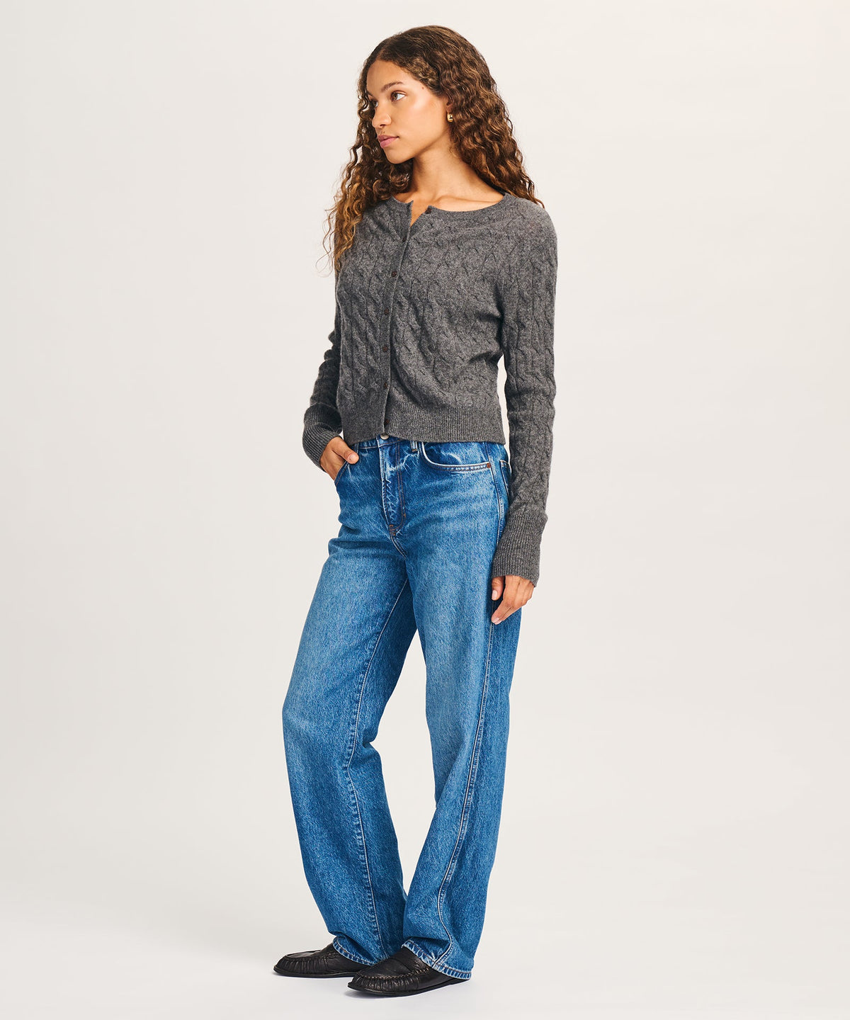 Lightweight Cashmere Cable Cardigan