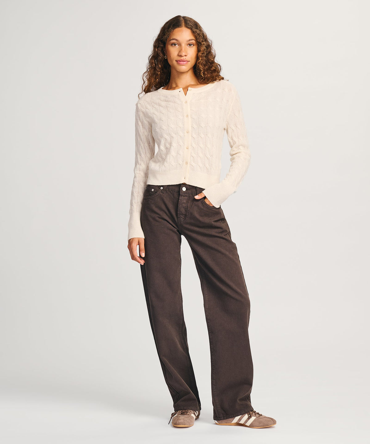 Lightweight Cashmere Cable Cardigan