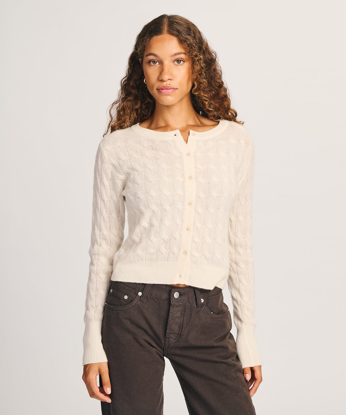 Lightweight Cashmere Cable Cardigan