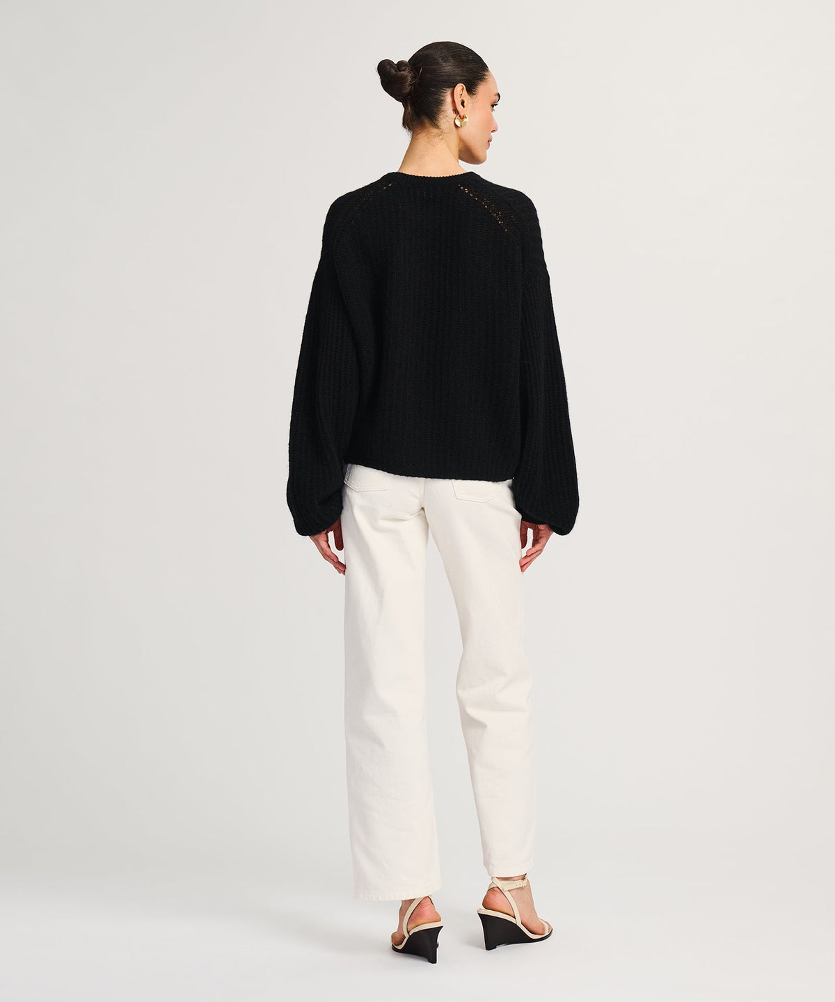 Luxe Airy Cashmere Fisherman Crewneck Sweater