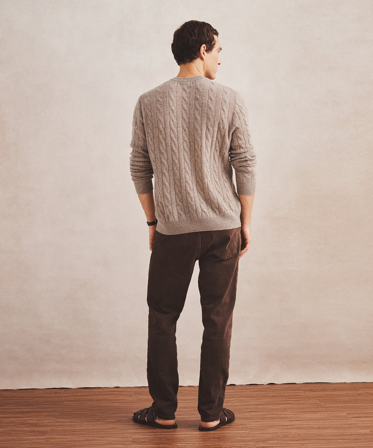 Lightweight Cashmere Cable Crewneck Sweater