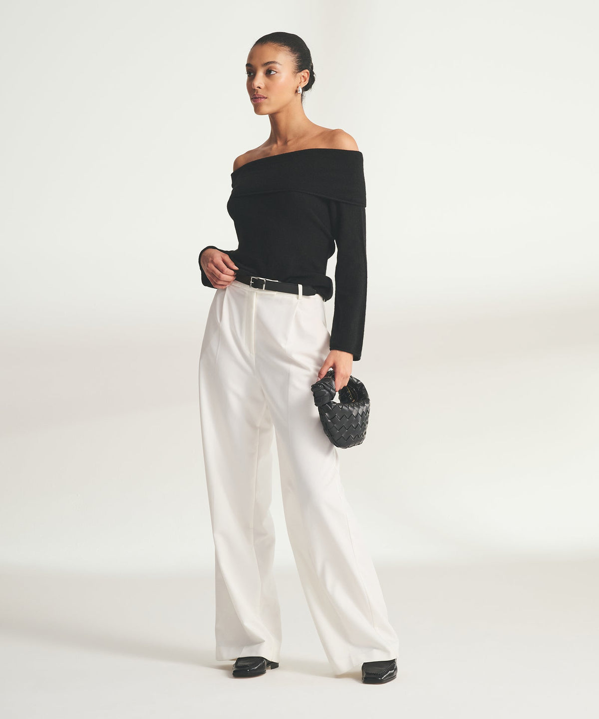 Lightweight Cashmere Off The Shoulder Top
