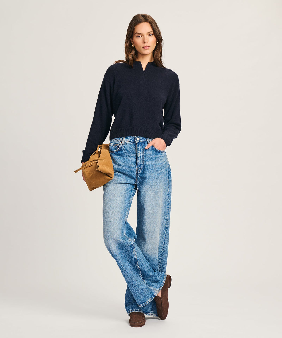 Lightweight Cashmere Quarter Zip Sweater