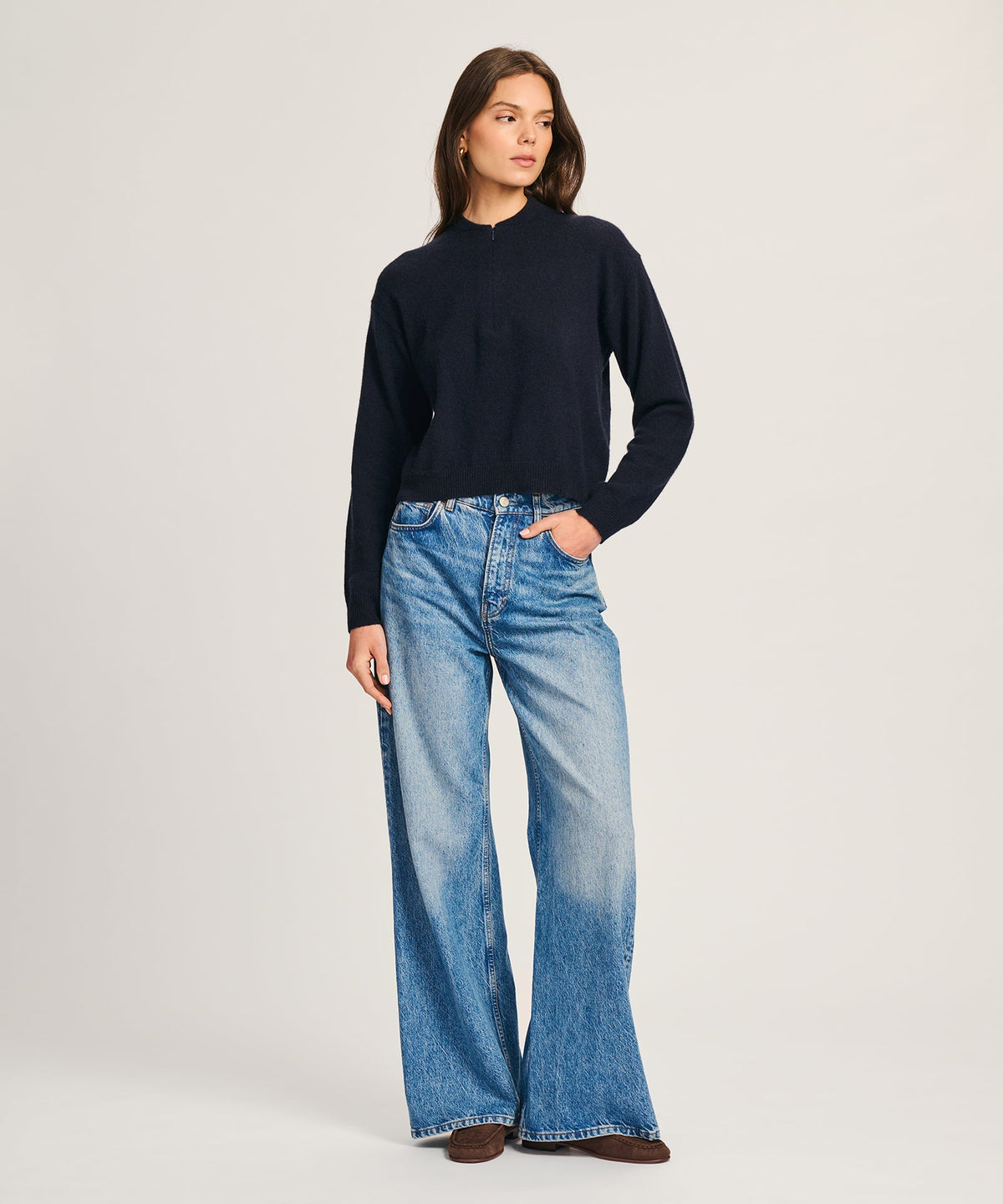 Lightweight Cashmere Quarter Zip Sweater