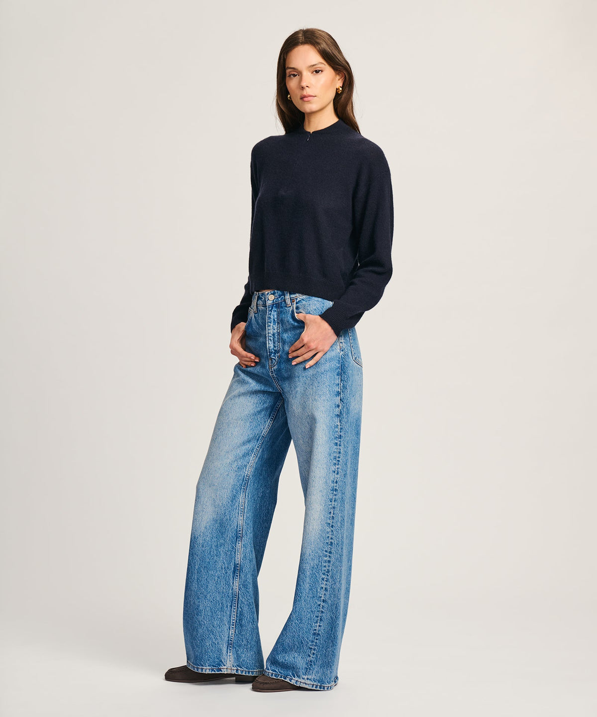 Lightweight Cashmere Quarter Zip Sweater