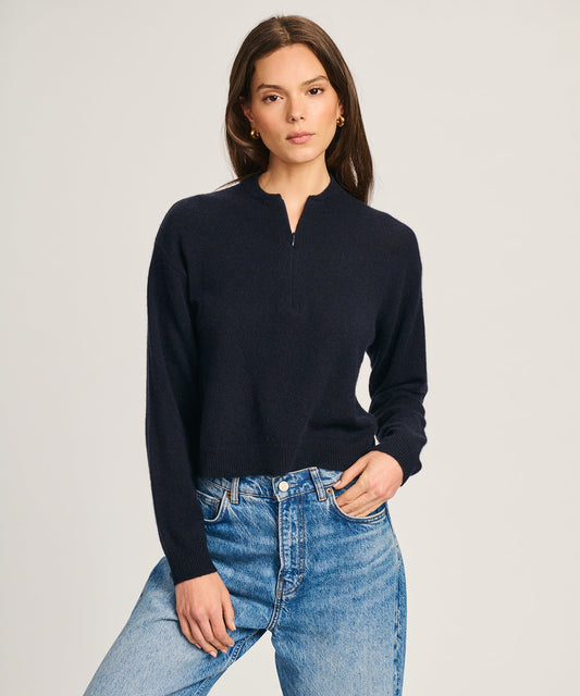 Lightweight Cashmere Quarter Zip Sweater
