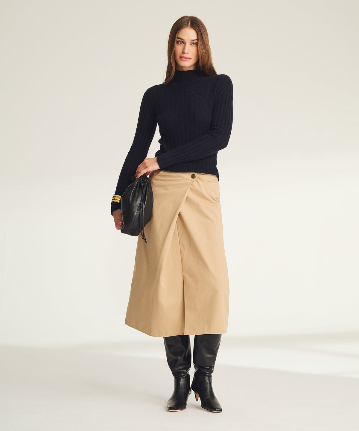 Lightweight Cashmere Ribbed Mockneck Sweater