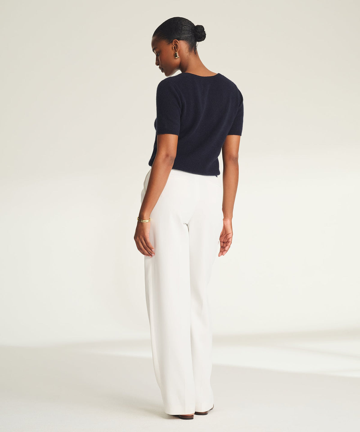 Lightweight Cashmere Short Sleeve V-Neck Sweater