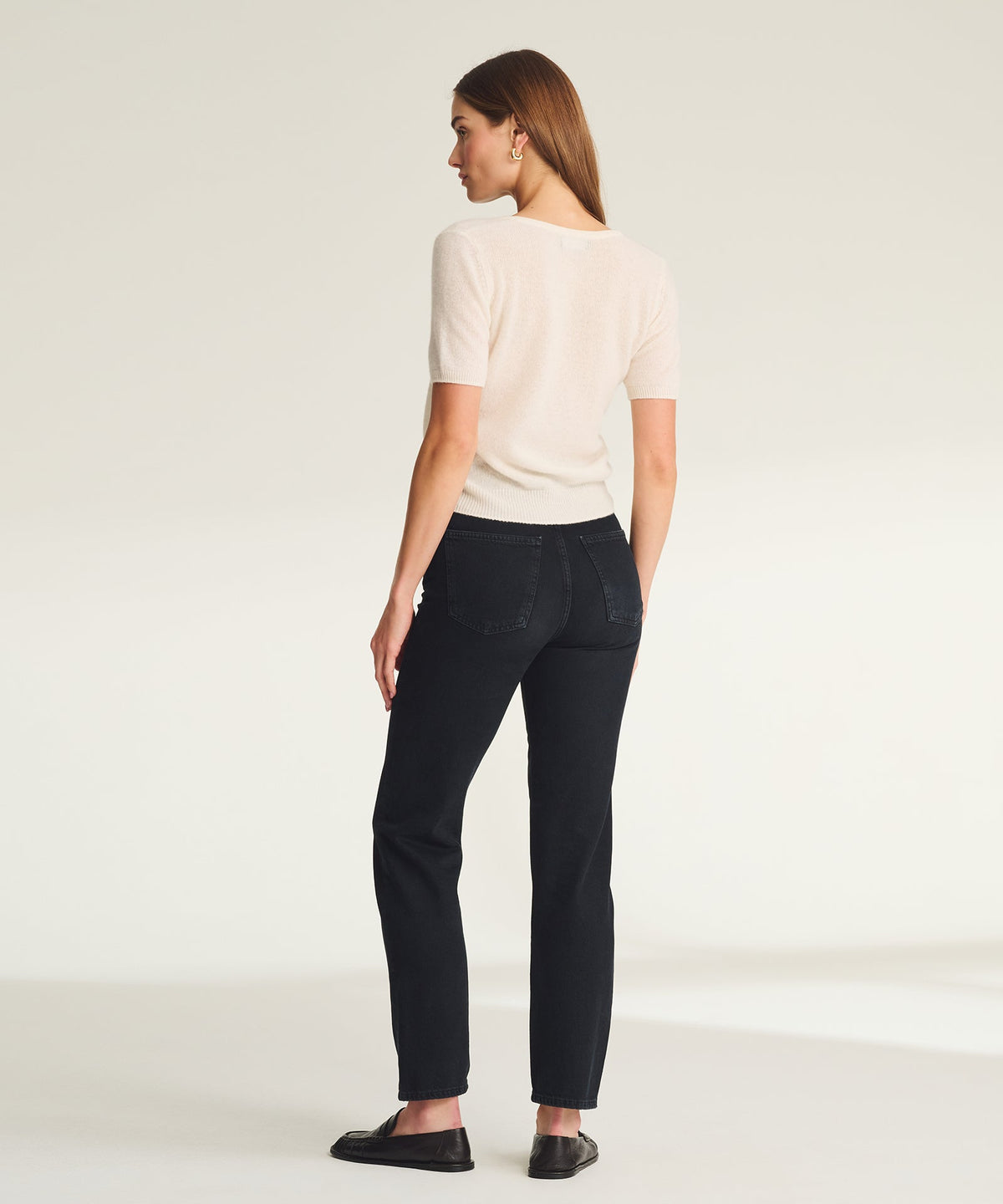 Lightweight Cashmere Short Sleeve V-Neck Sweater