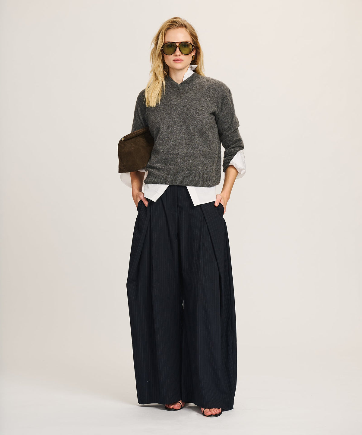 Lightweight Cashmere High V-Neck Sweater