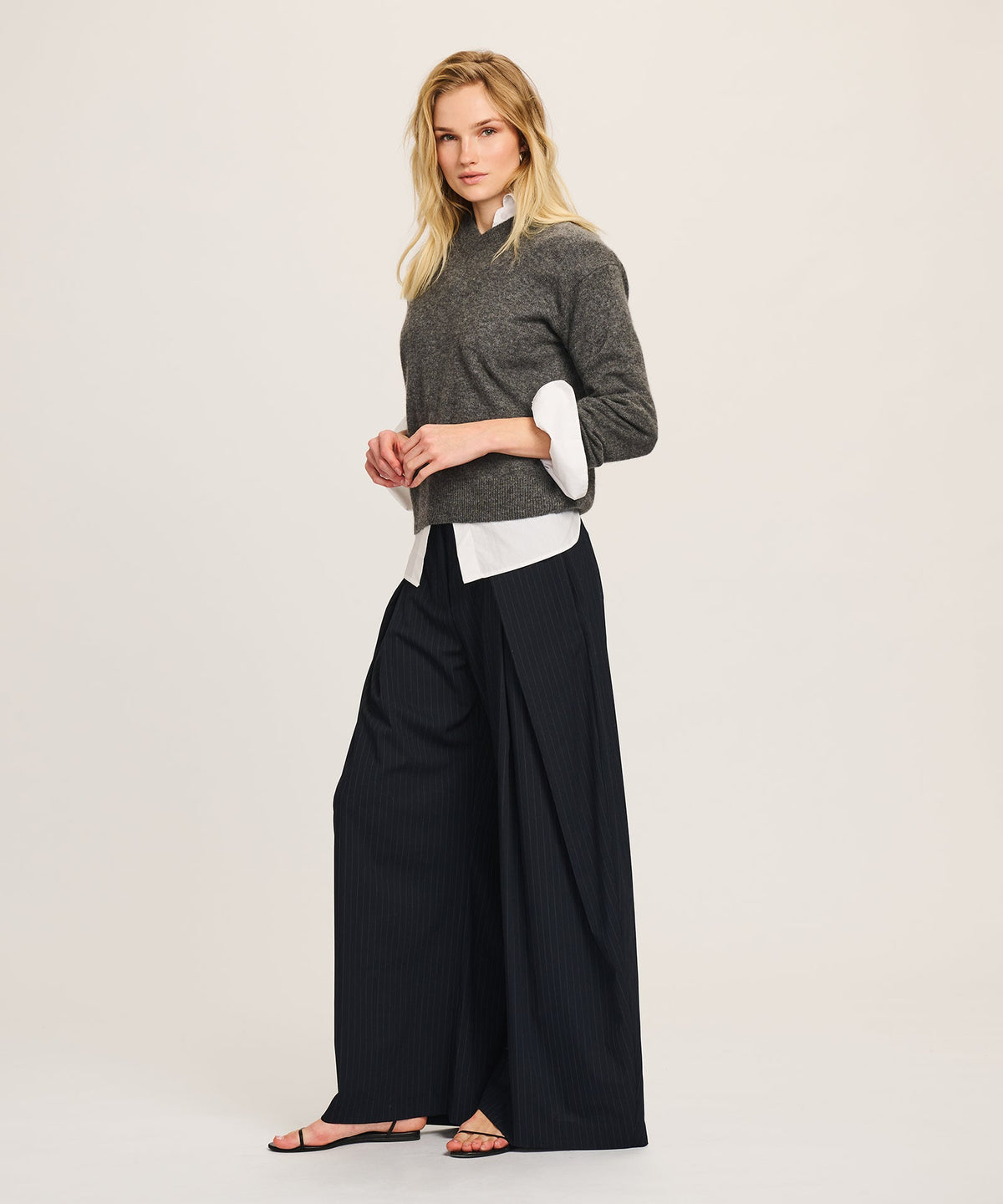 Lightweight Cashmere High V-Neck Sweater