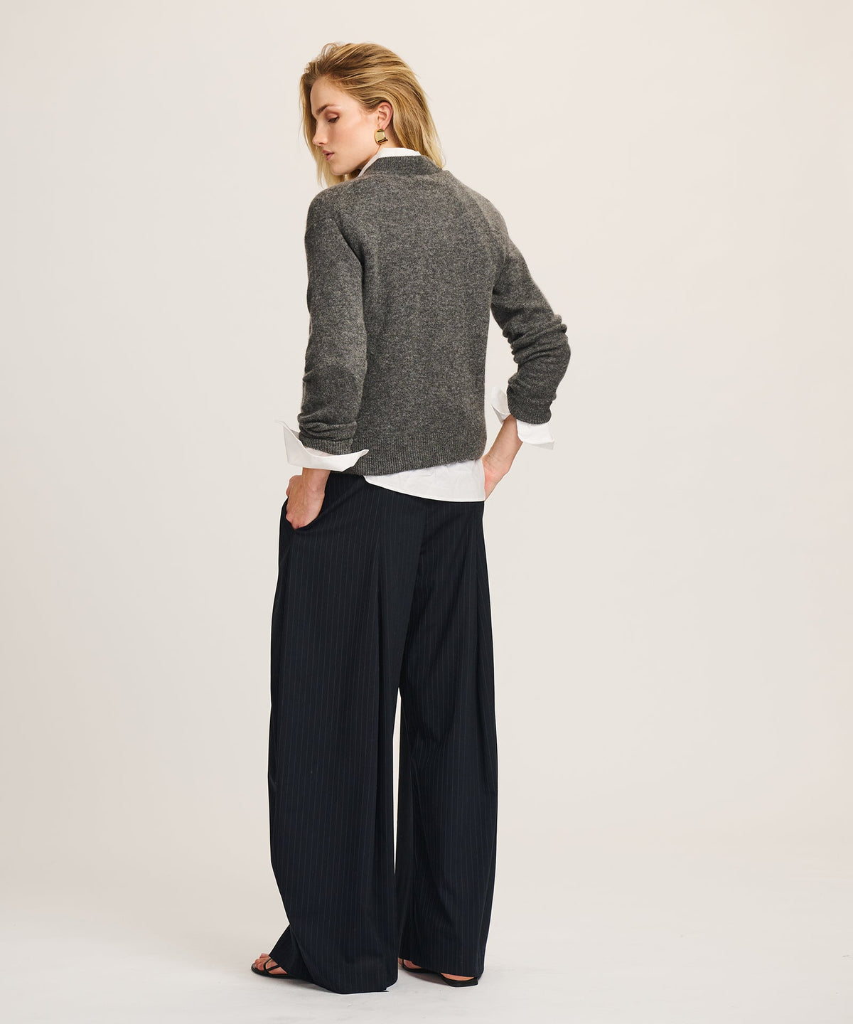 Lightweight Cashmere High V-Neck Sweater