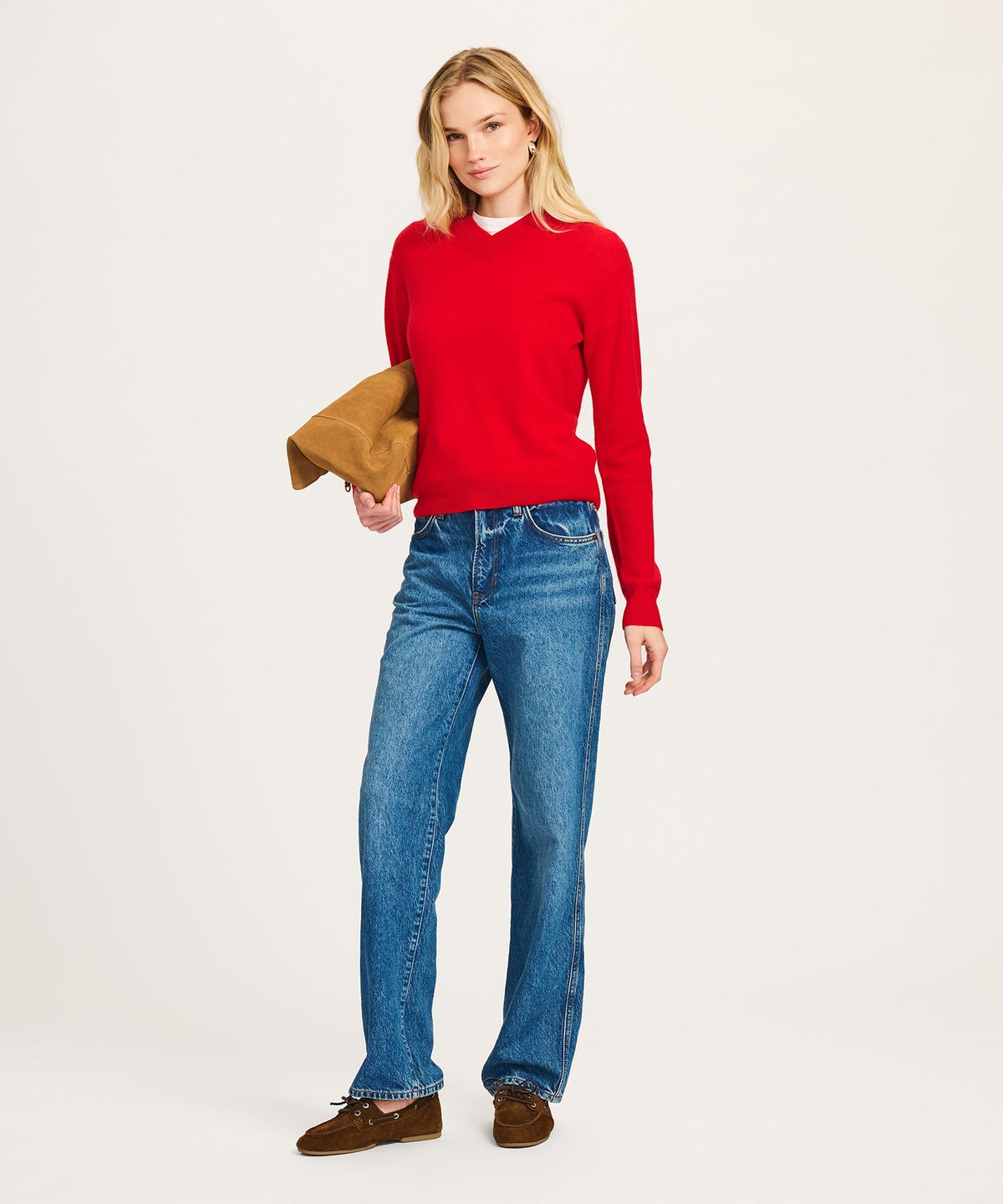 Lightweight Cashmere High V-Neck Sweater