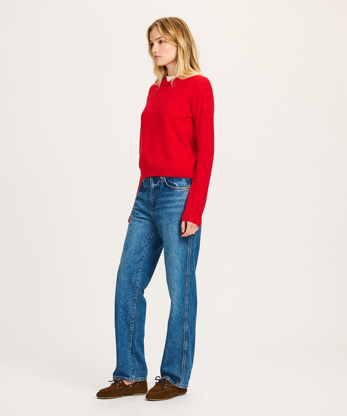 Lightweight Cashmere High V-Neck Sweater
